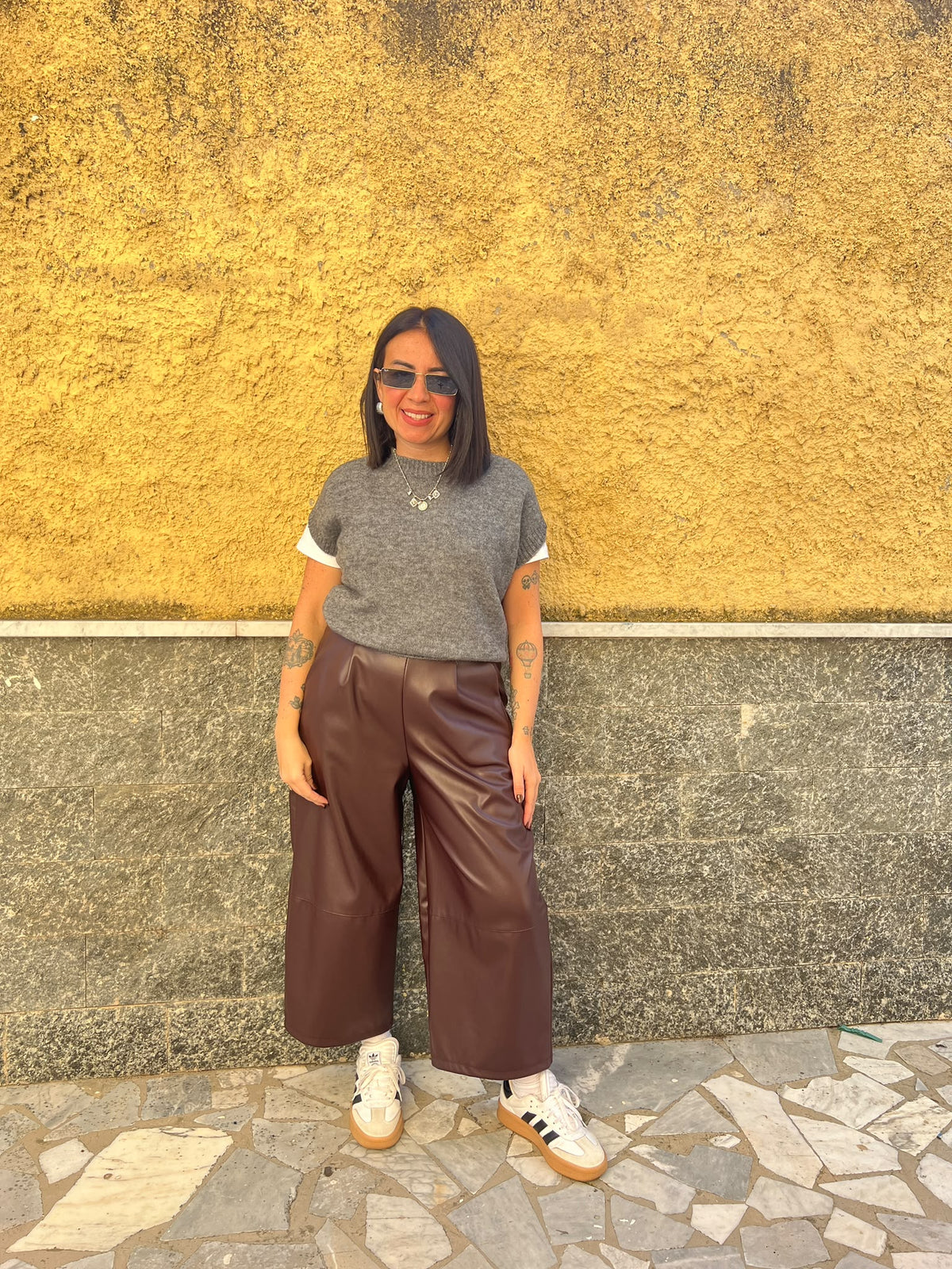 Pantaloni ecopelle Bordeaux 91098