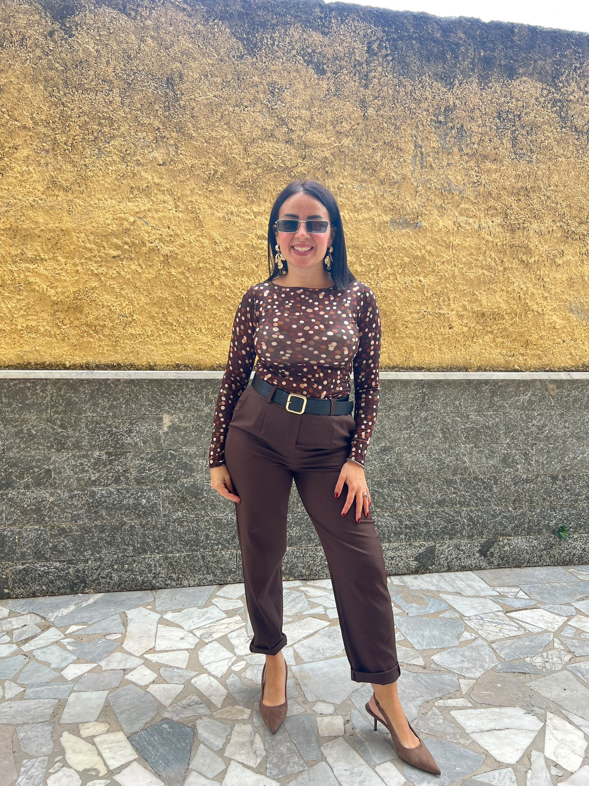Pantaloni Giulia Marrone 55671