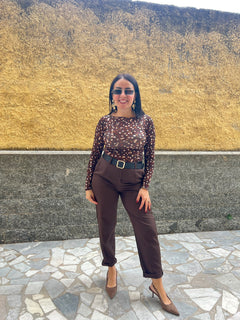Pantaloni Giulia Marrone 55671