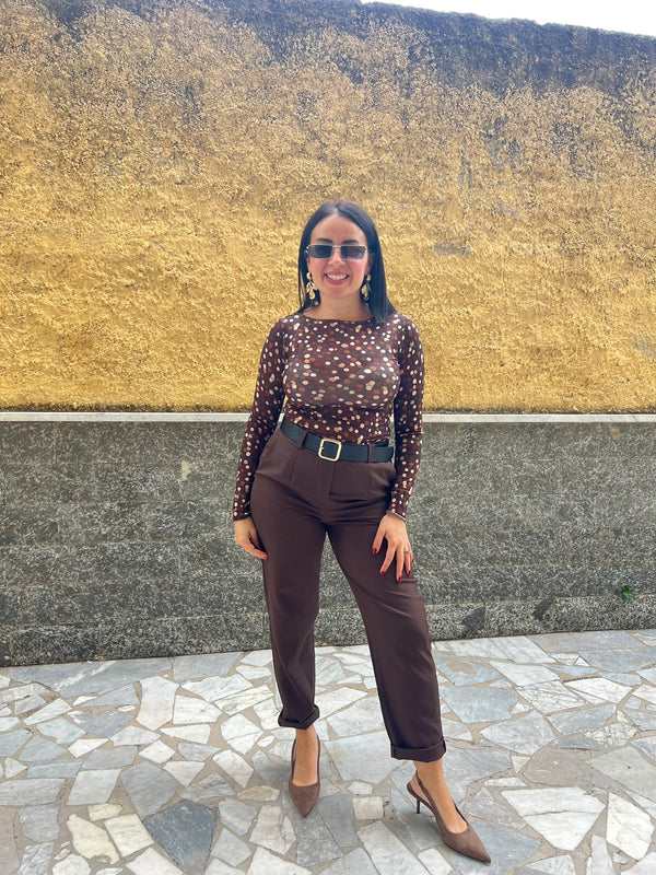Pantaloni Giulia Marrone 55671