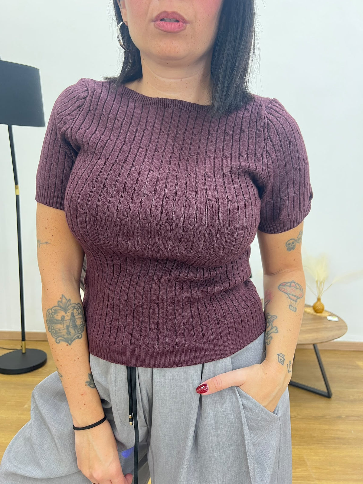 Pull trecce Vino 6732