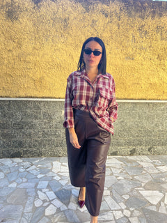 Pantaloni ecopelle Bordeaux  91098