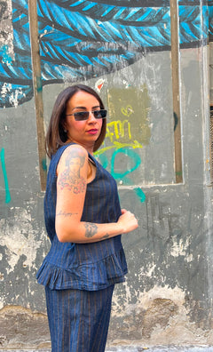Canotta denim gessato 7854