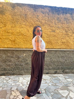 Pantaloni Elastico Alla Caviglia Marrone  55671