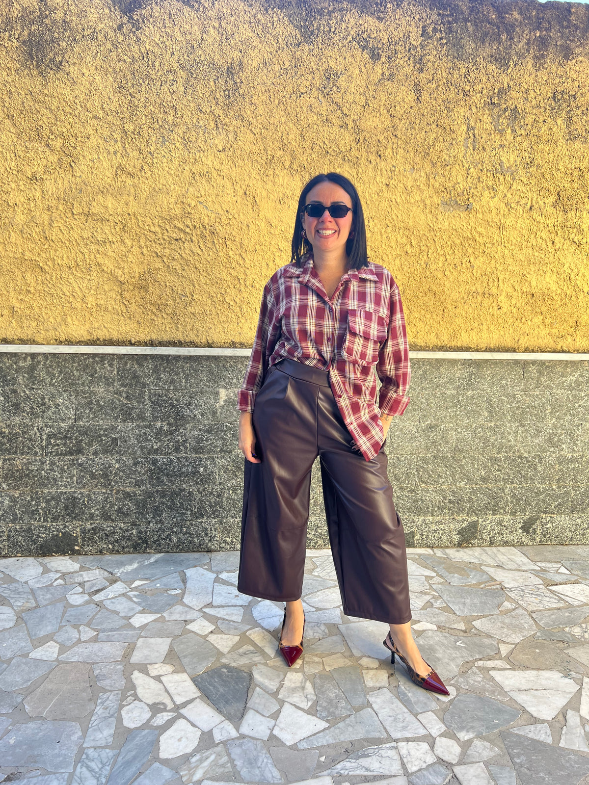 Pantaloni ecopelle Bordeaux  91098