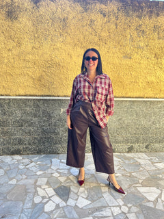 Pantaloni ecopelle Bordeaux  91098