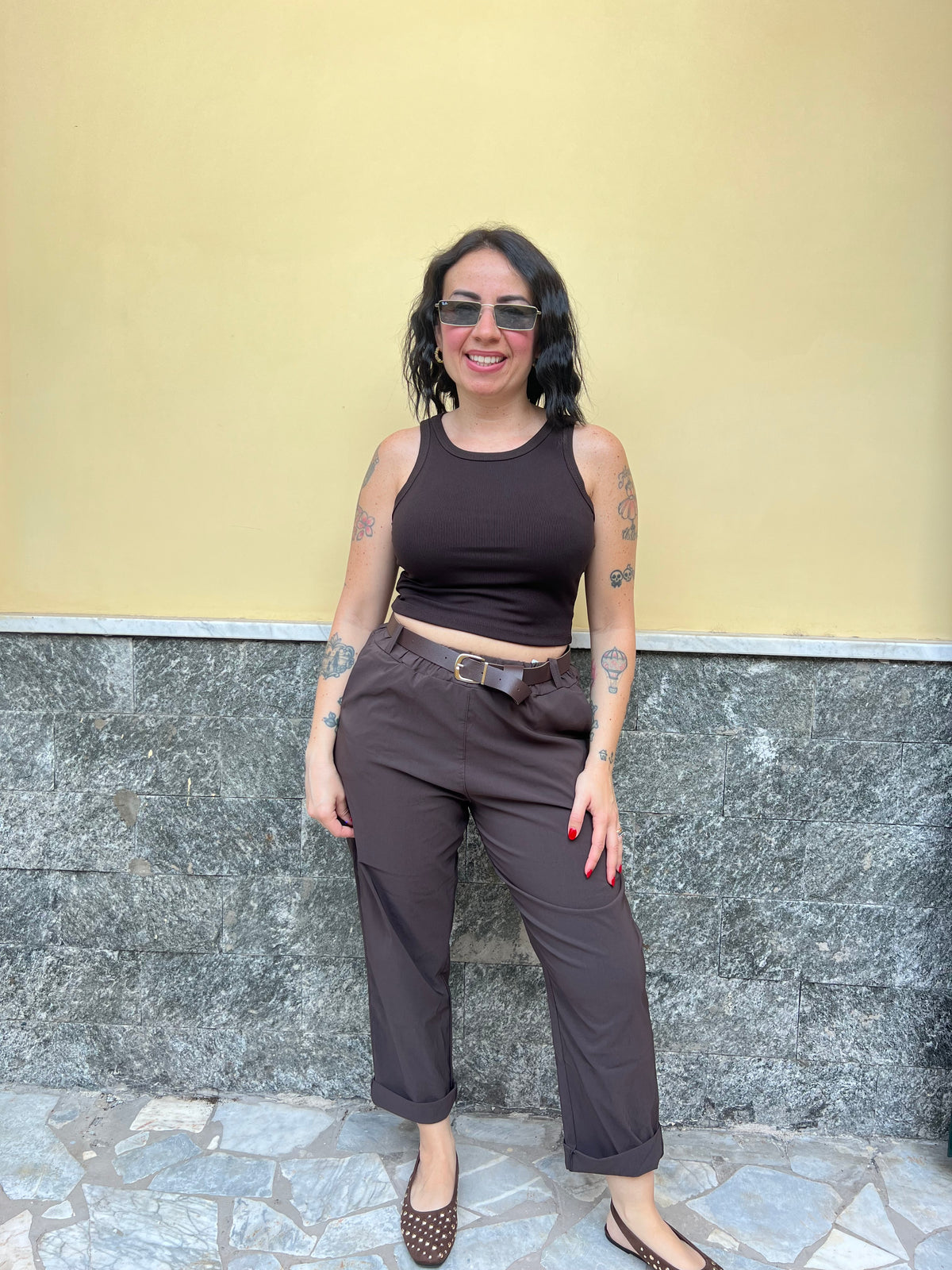 Pantaloni Carol Marrone