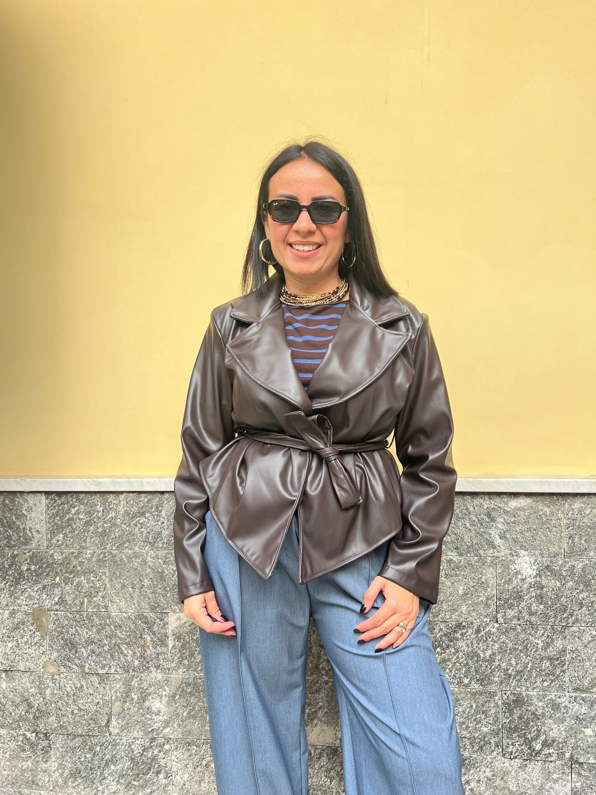 Giacca ecopelle 8976 Marrone
