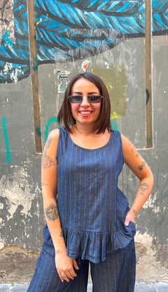 Canotta denim gessato 7854