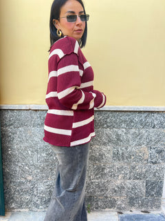 Maglia Filo righe Bordeaux  7854