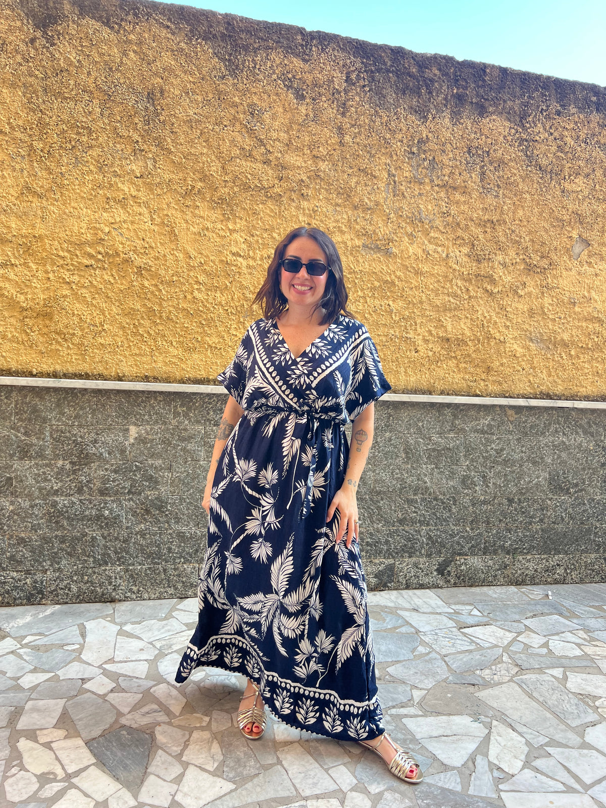Abito Foglie Blu