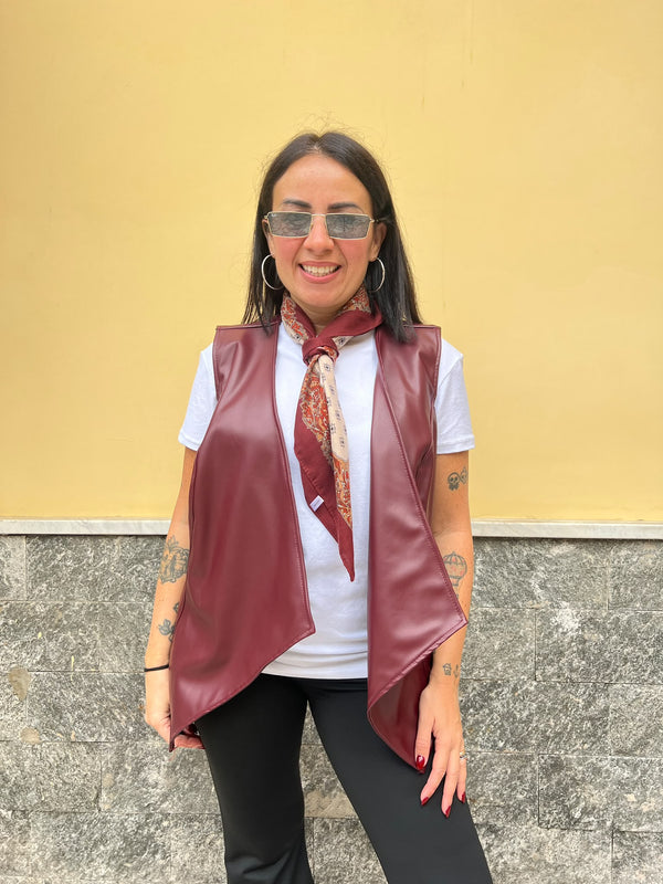 Gilet ecopelle Bordeaux