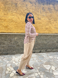 Maglia Patty righe Bordeaux & panna 55671