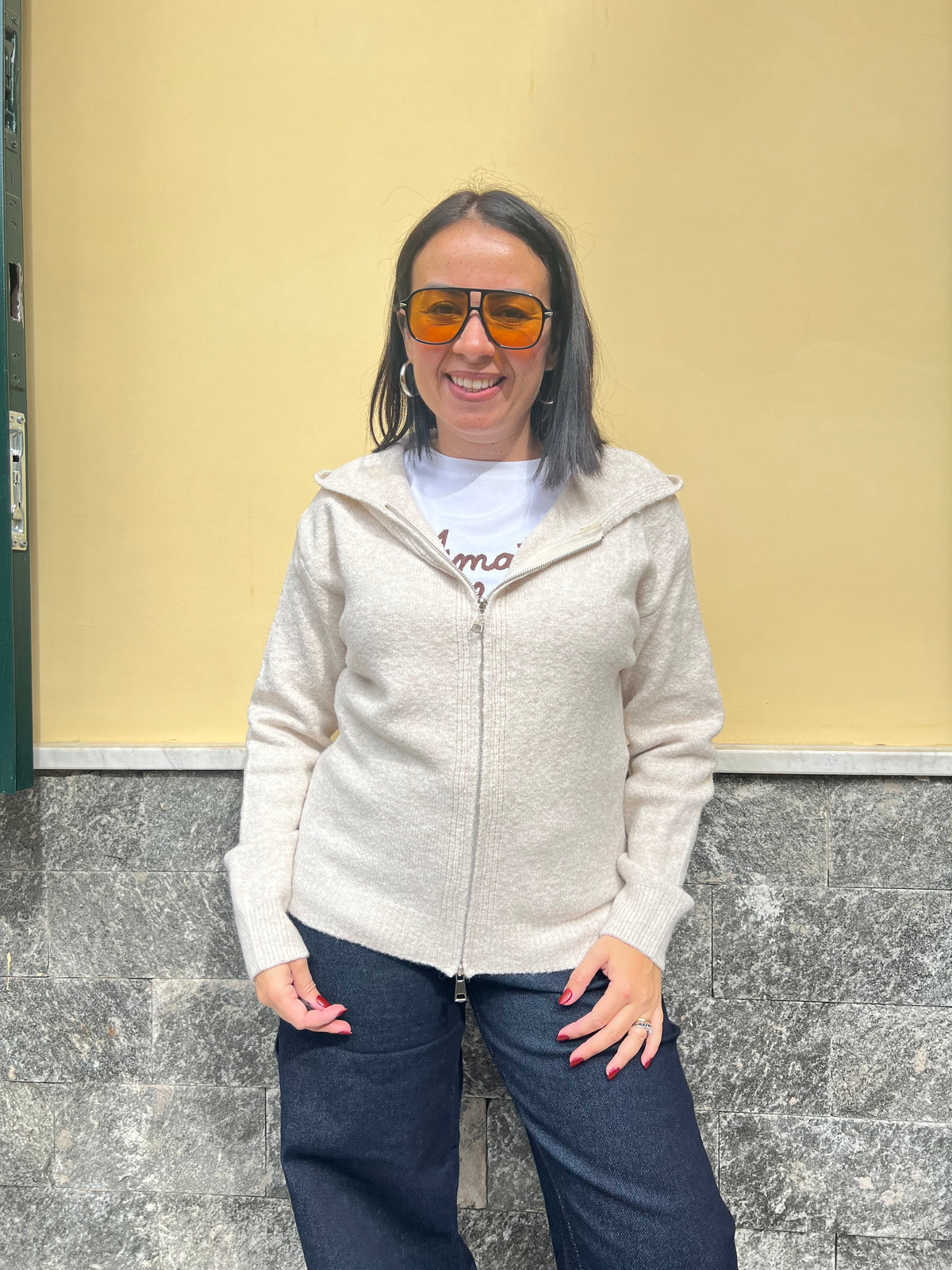 Cardigan Cappuccio Melange 65793