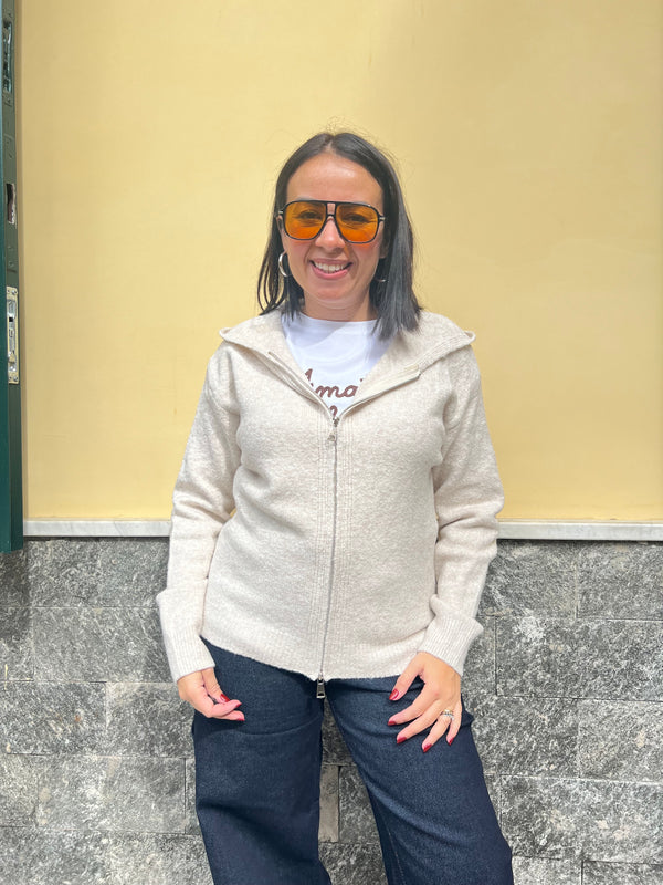 Cardigan Cappuccio Melange 65793