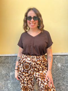 Shirt Scollo V Marrone 35427
