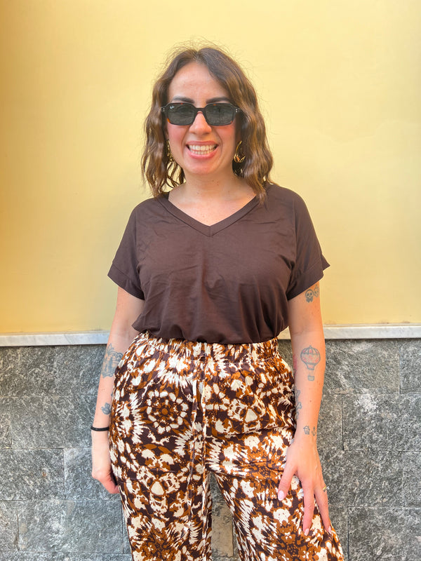 Shirt Scollo V Marrone 35427