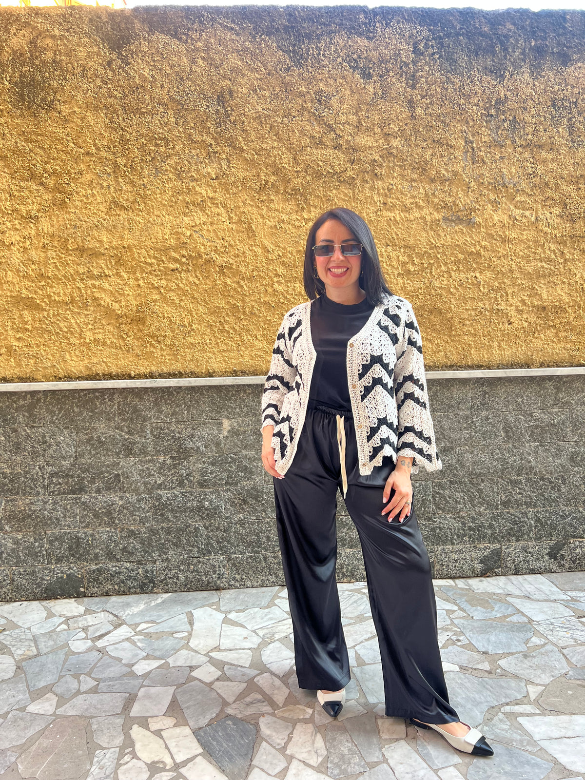 Cardigan Zig Zag Bianco