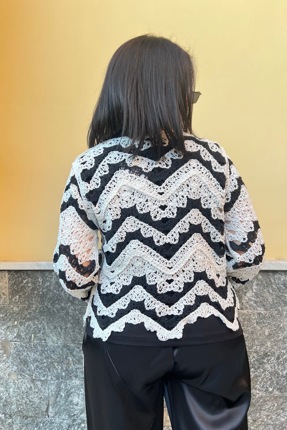 Cardigan Zig Zag Bianco