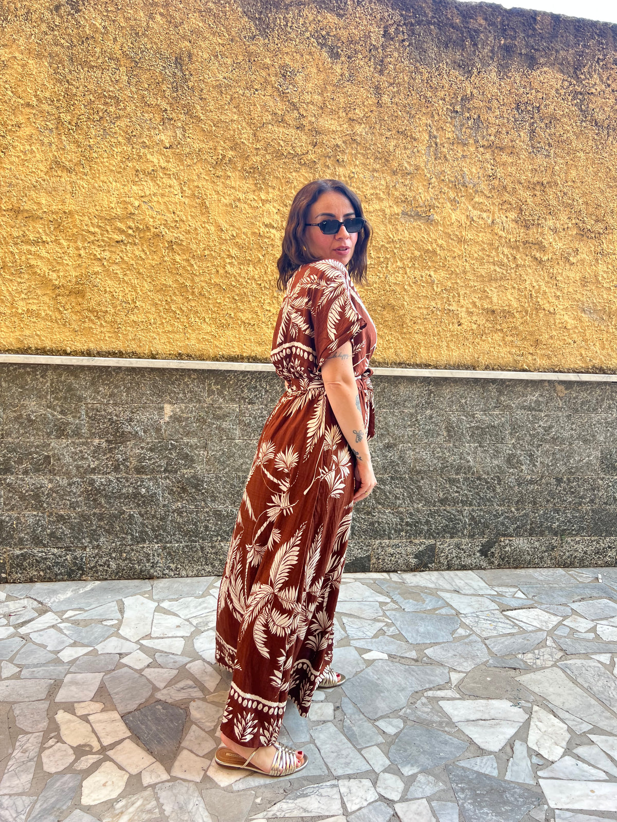 Abito Foglie Marrone