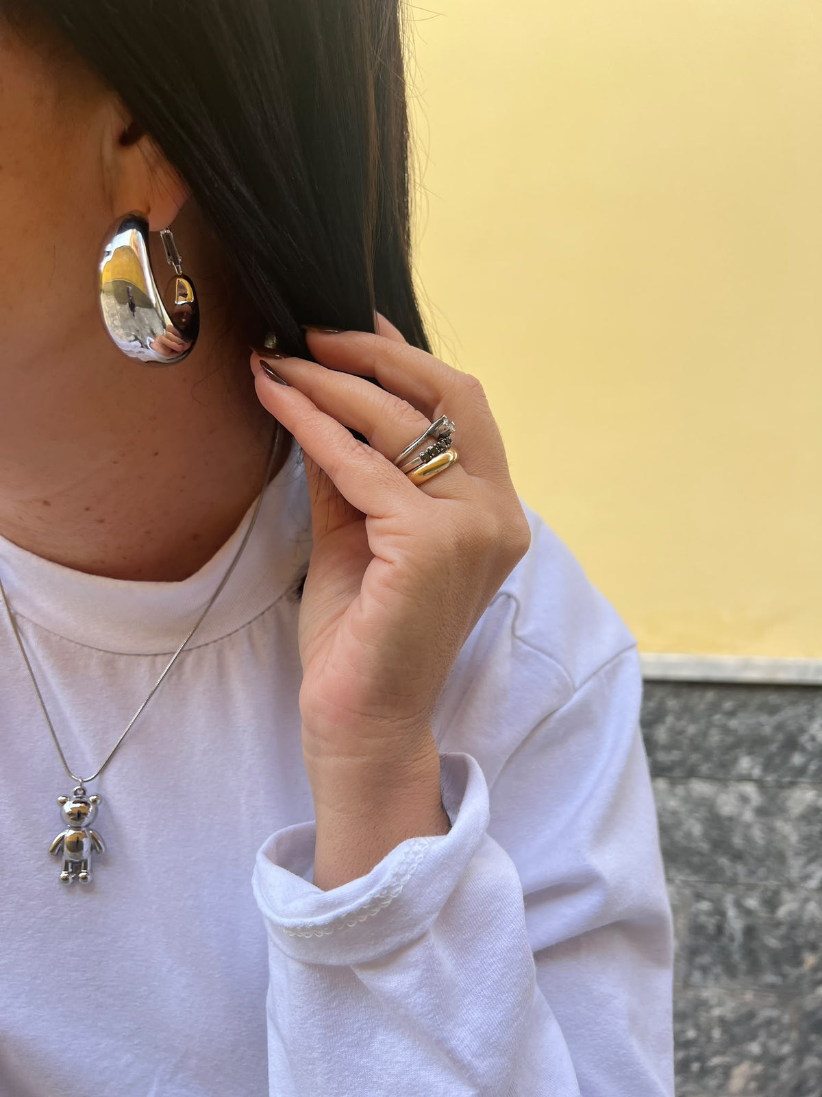 Orecchini Cerchio Doppio Argento 35427