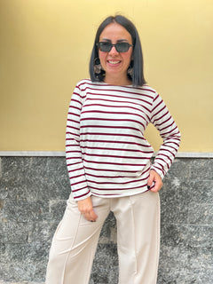 Maglia Patty righe Bordeaux & panna 55671