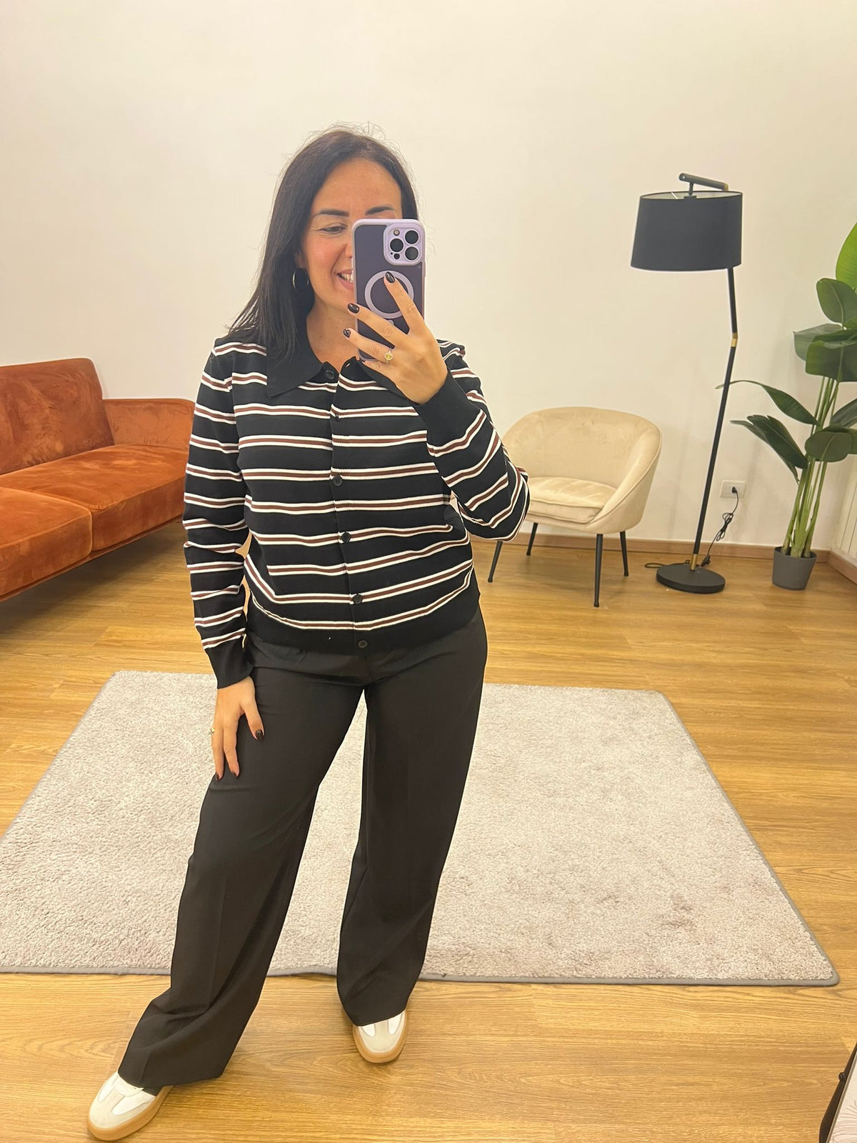 Cardigan Righe Nero