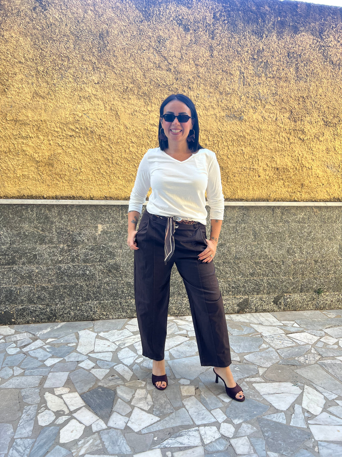 Pantaloni foulard 111342 Marrone