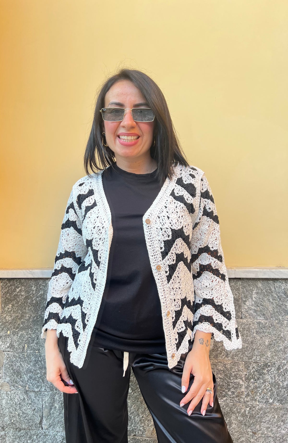 Cardigan Zig Zag Bianco