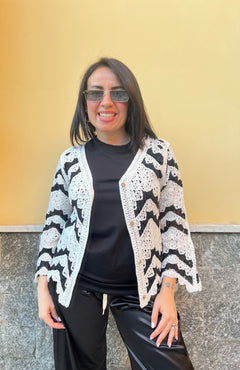 Cardigan Zig Zag Bianco