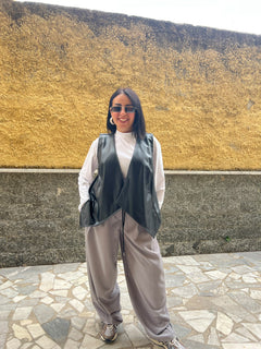 Gilet ecopelle Nero