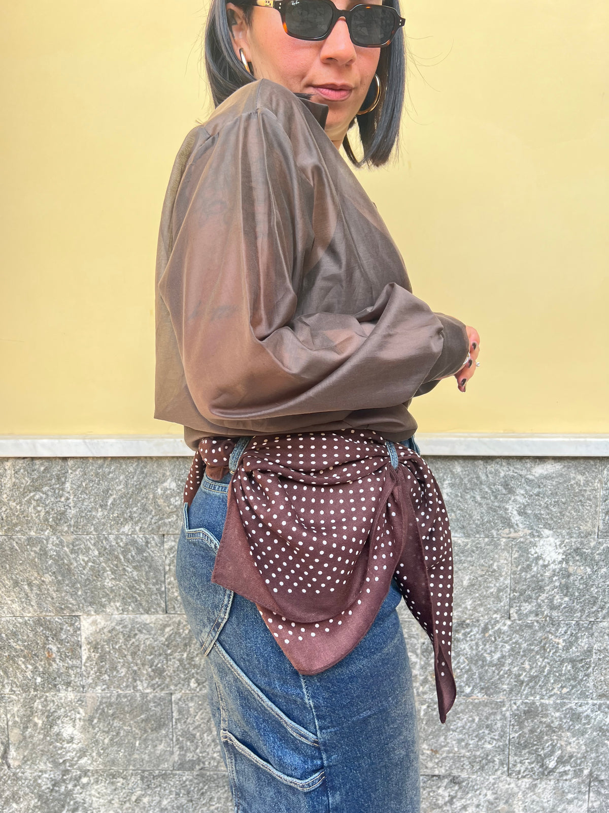Foulard Pois Marrone