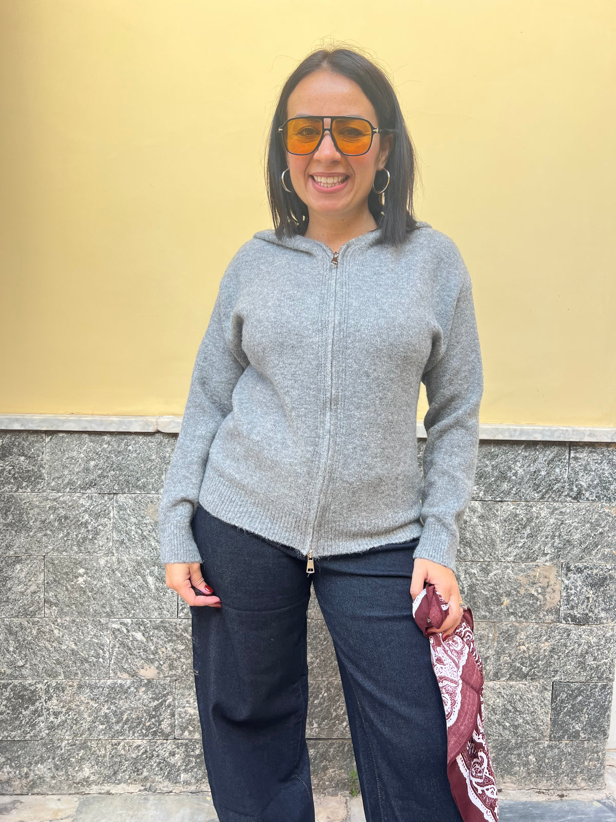 Cardigan Cappuccio Grigio 65793