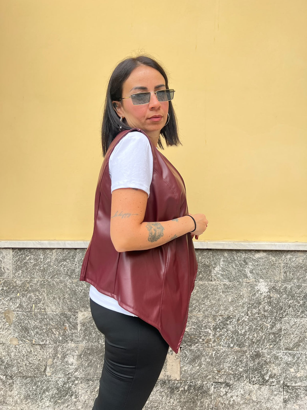 Gilet ecopelle Bordeaux
