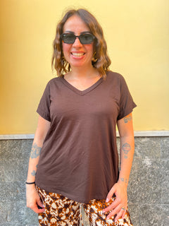 Shirt Scollo V Marrone 35427