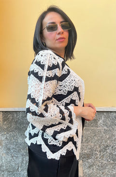 Cardigan Zig Zag Bianco