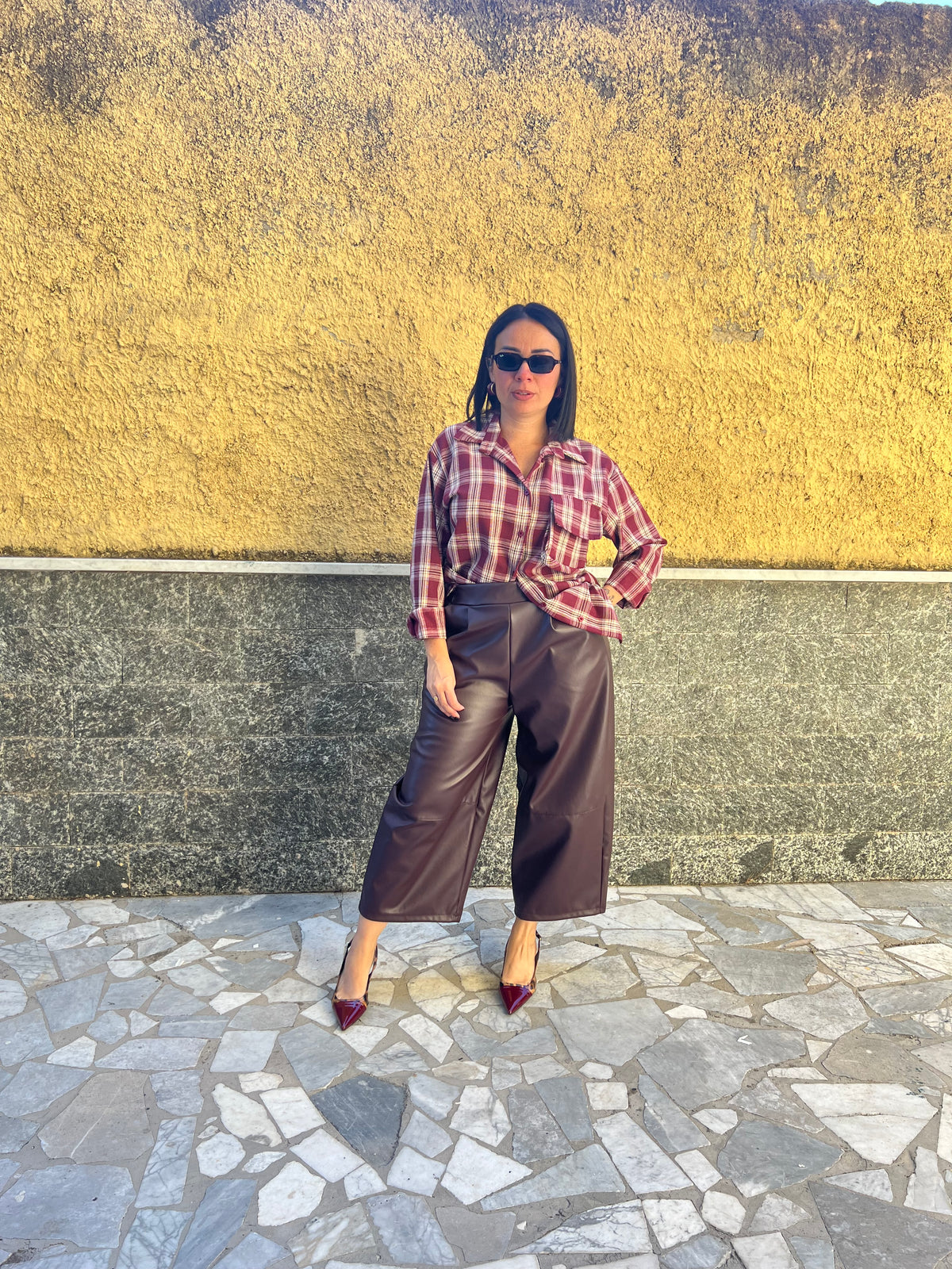 Pantaloni ecopelle Bordeaux  91098