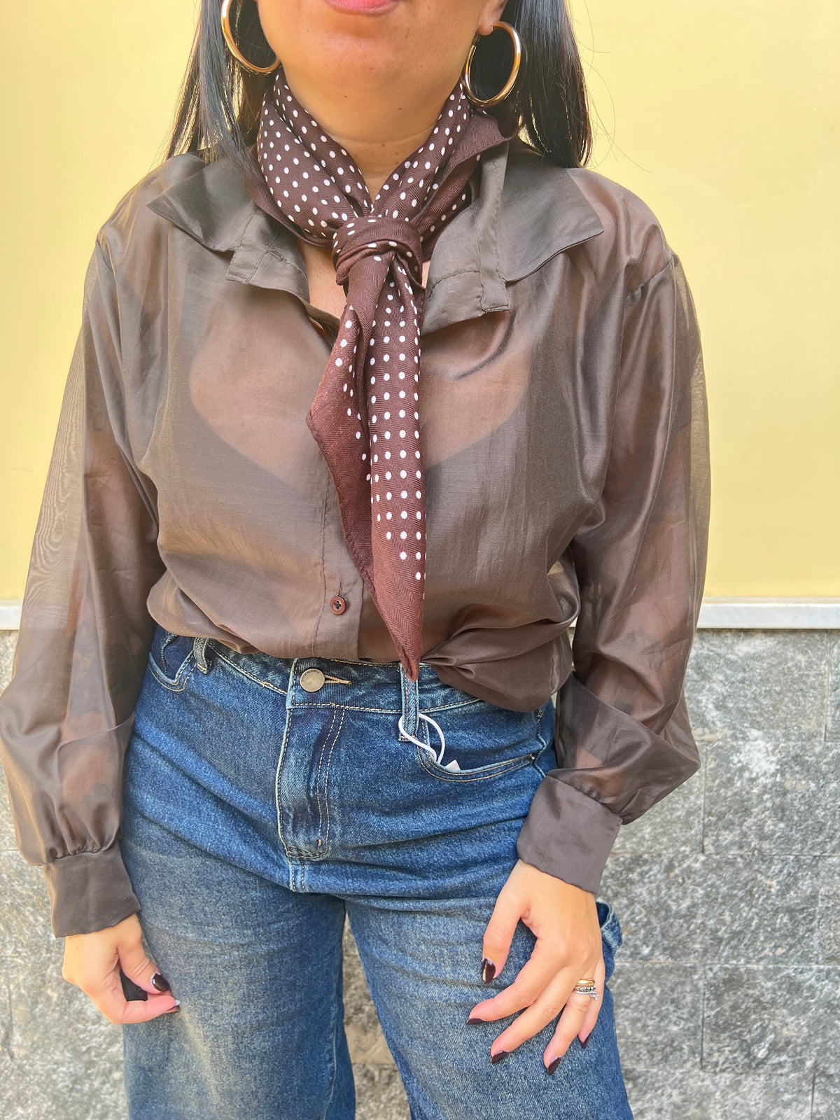 Foulard Pois Marrone