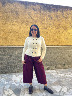 Cardigan doppio petto panna 10501281