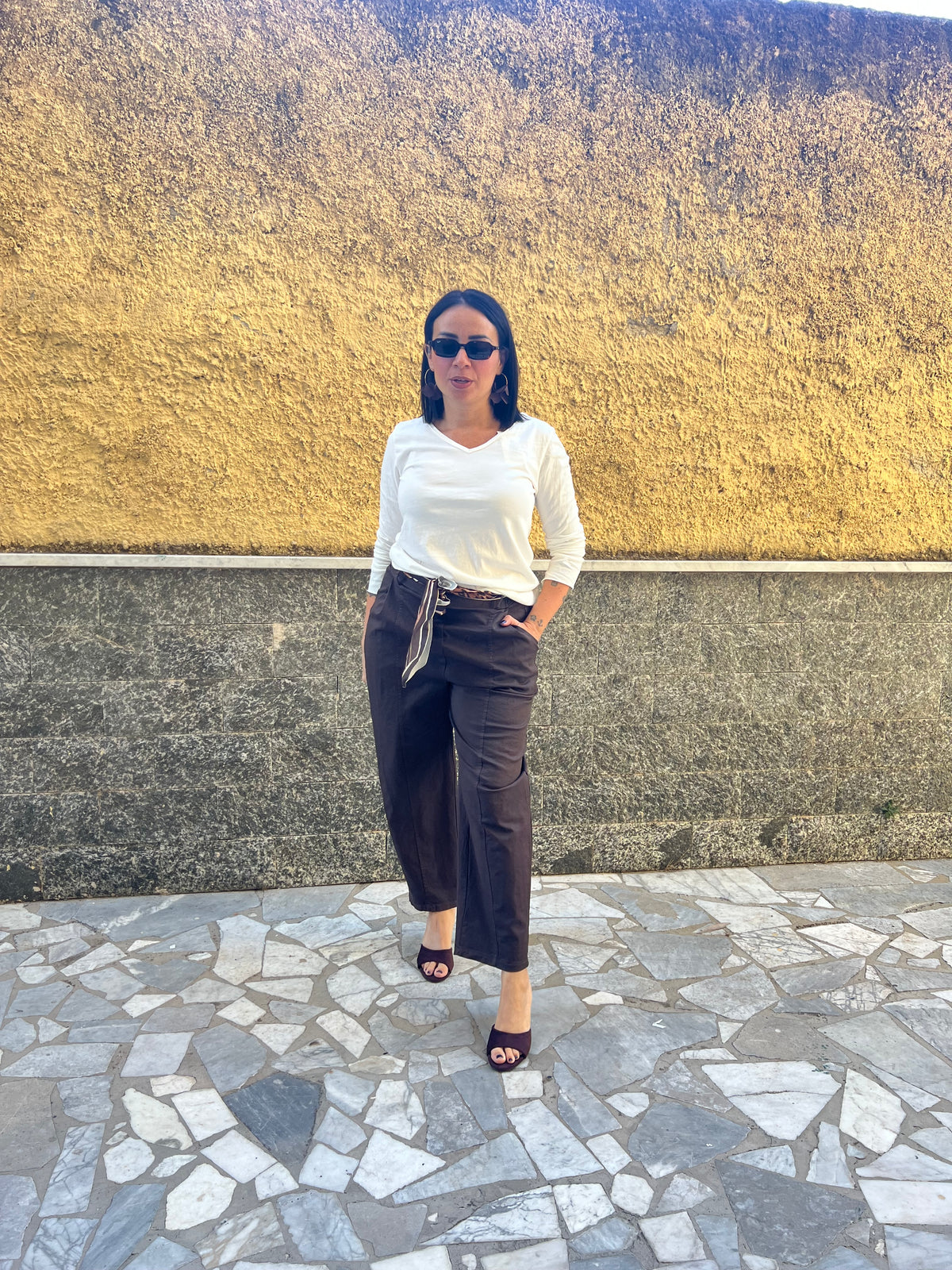 Pantaloni foulard 111342 Marrone