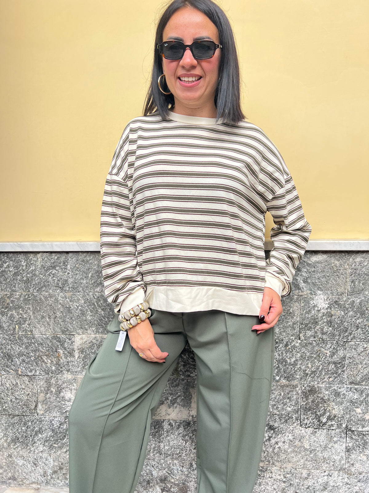 Maglia Righe Verde 6732