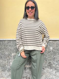 Maglia Righe Verde 6732