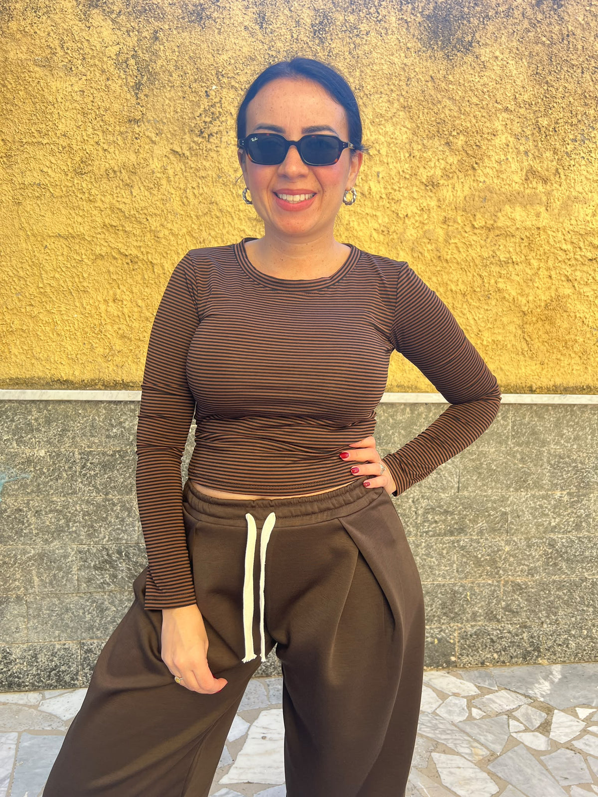 Pantaloni Confort Marrone