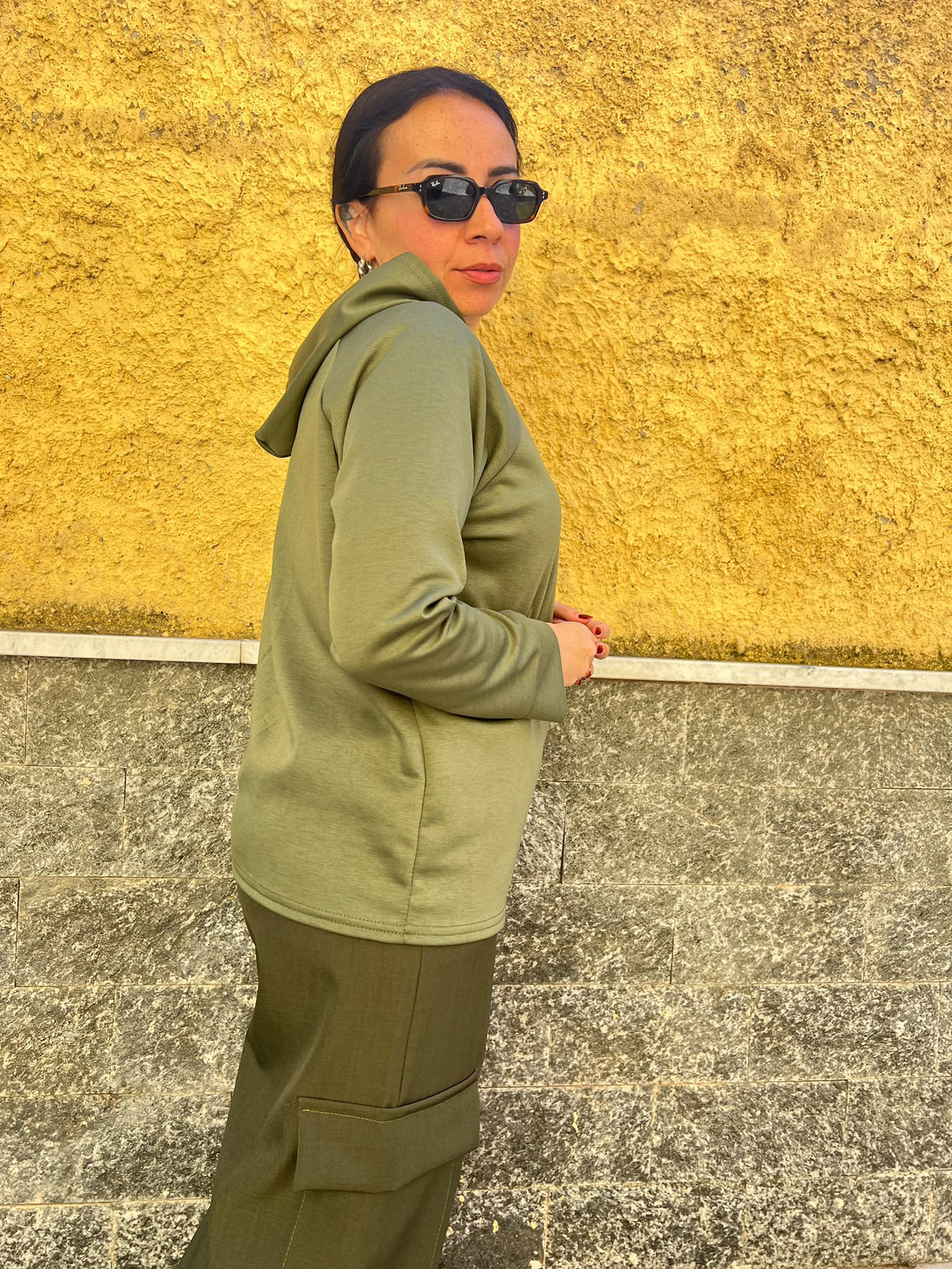 Felpa Cappuccio Verde