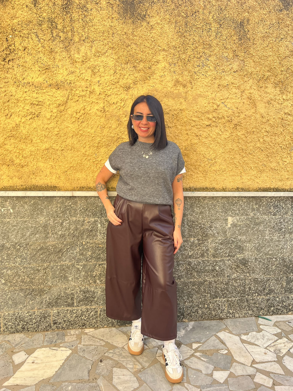 Pantaloni ecopelle Bordeaux 91098