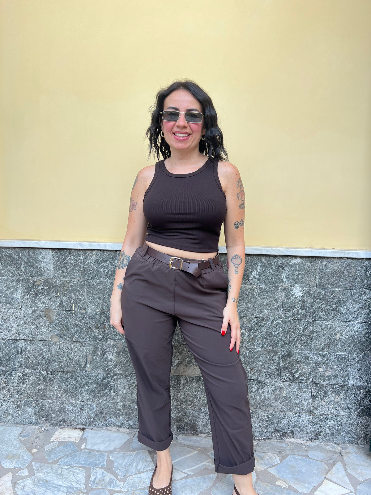 Pantaloni Carol Marrone