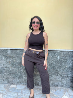 Pantaloni Carol Marrone