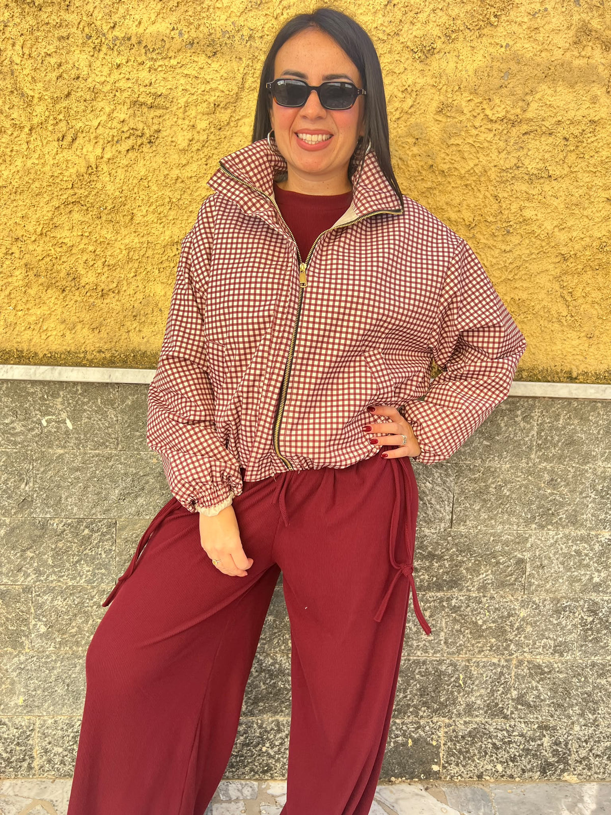 Bomber Quadri Bordeaux 141708