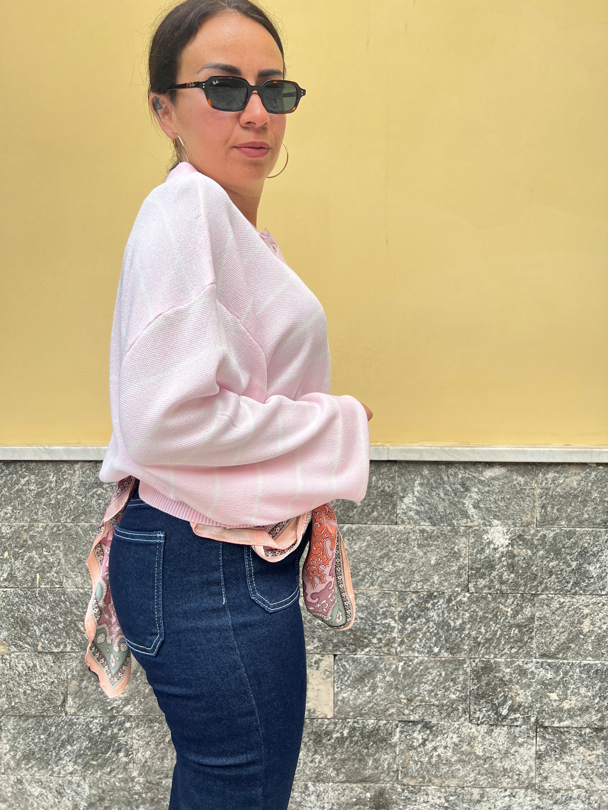 Polo Righe in Filo  Rosa