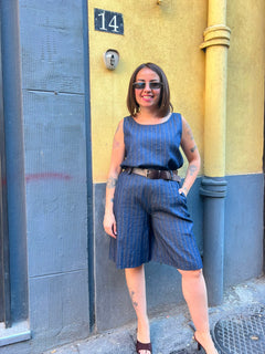 Canotta denim gessato 7854